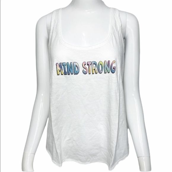 NWT Avocado Hi Low White Graphic Tank Top S Strong - Picture 1 of 16